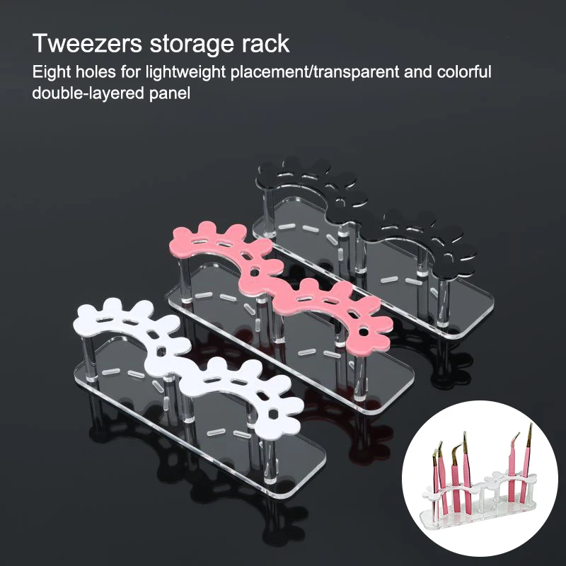 {YY30} Acrylic Eyelash Tweezers Storage Rack Tweezer Organizer Holder Stand Eyelash Extension Tools Makeup Beauty Shelf 8 Holes