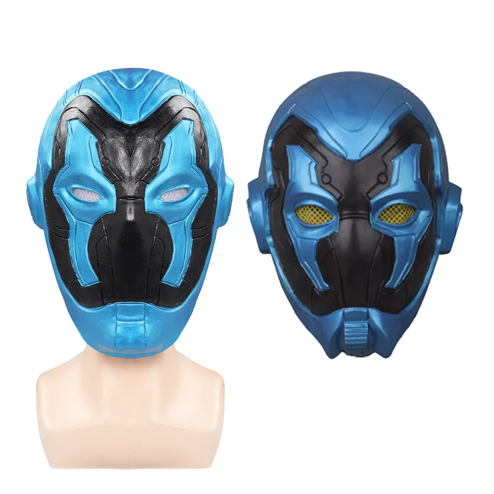 Blue Cosplay Fantasy Mask Men Beetle Costume Accessories Male Superhero Helloween Roleplay Fantasia Props Masquerade Headwear