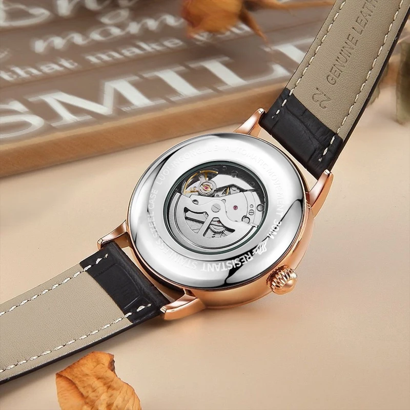 Luxurious Men's Business Automatic Mechanical Watch, with a Skeleton Design, Stylish, Casual, Simple, Versatile, and Multifunctional, a Handsome Watch for Men That Combines Luxury and Fashion, Perfect as a Gift during Holidays and Business Gatherings