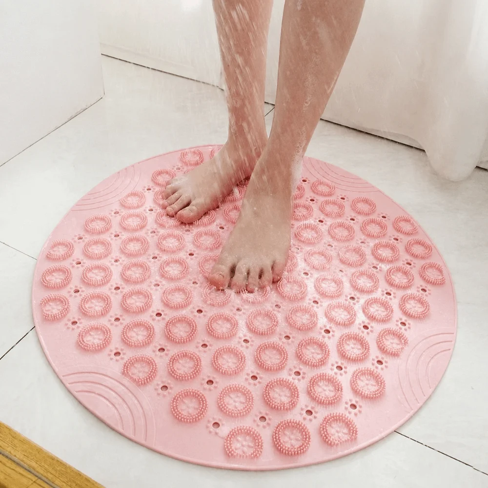 Versatile Round Shower Mat Non Slip Waterproof Bathroom Mat TPE Foot Massage Mat for Bathroom