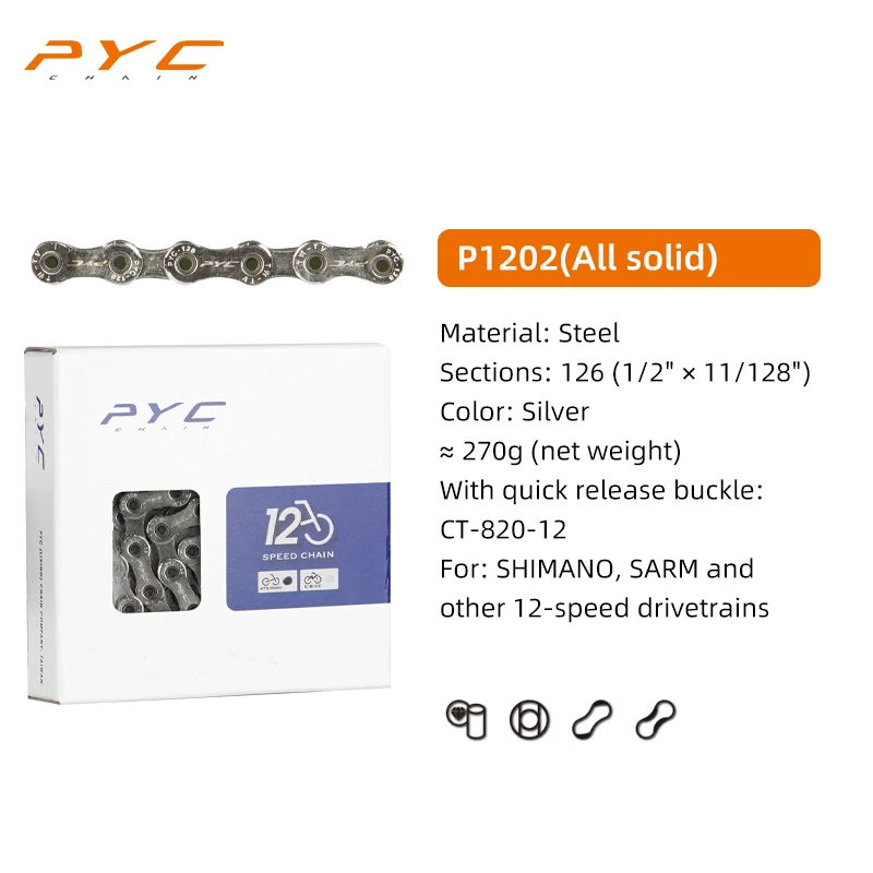 PYC Fietsketting Chroom Harden & Mushroom Pin Klinktechnologie voor Shimano, SARM, 10 11 12 Speed Aandrijflijnen Fietsen Onderdeel