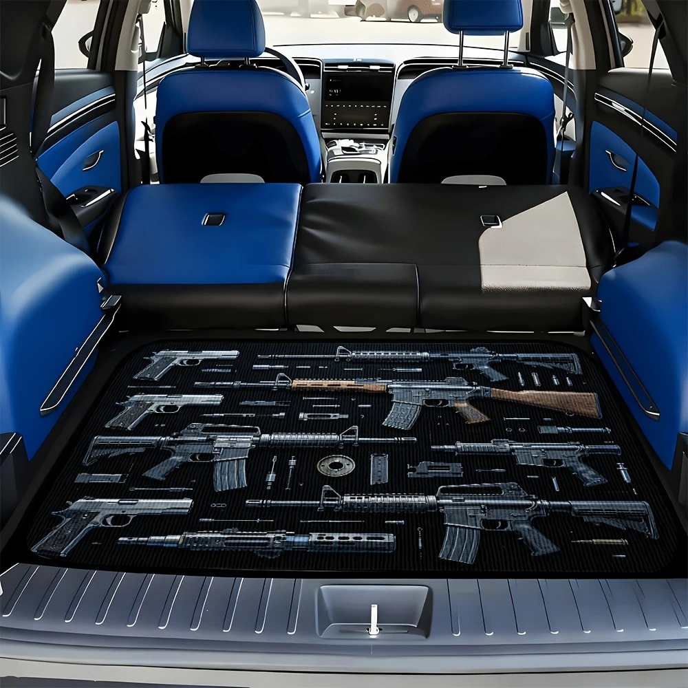 VIKAMA Tactical Firearms-Themed Trunk Mat, Stain-Resistant and Non-Slip Universal Trunk Protector, Car Interior Decorative Mat