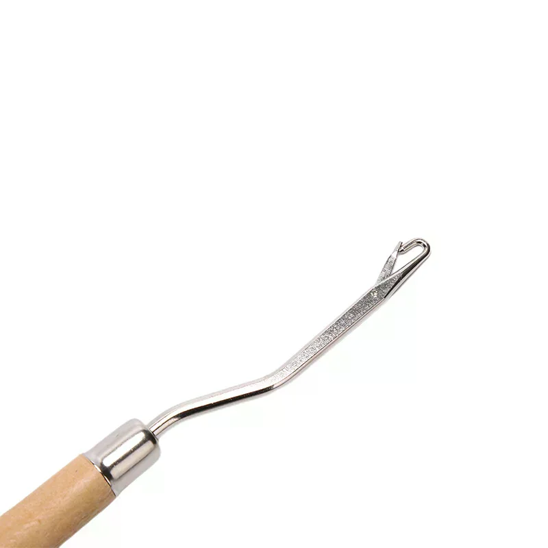 Wooden Handle Crochet Needle Latch Hook Puller Tool For Canvas Rug Mats Making