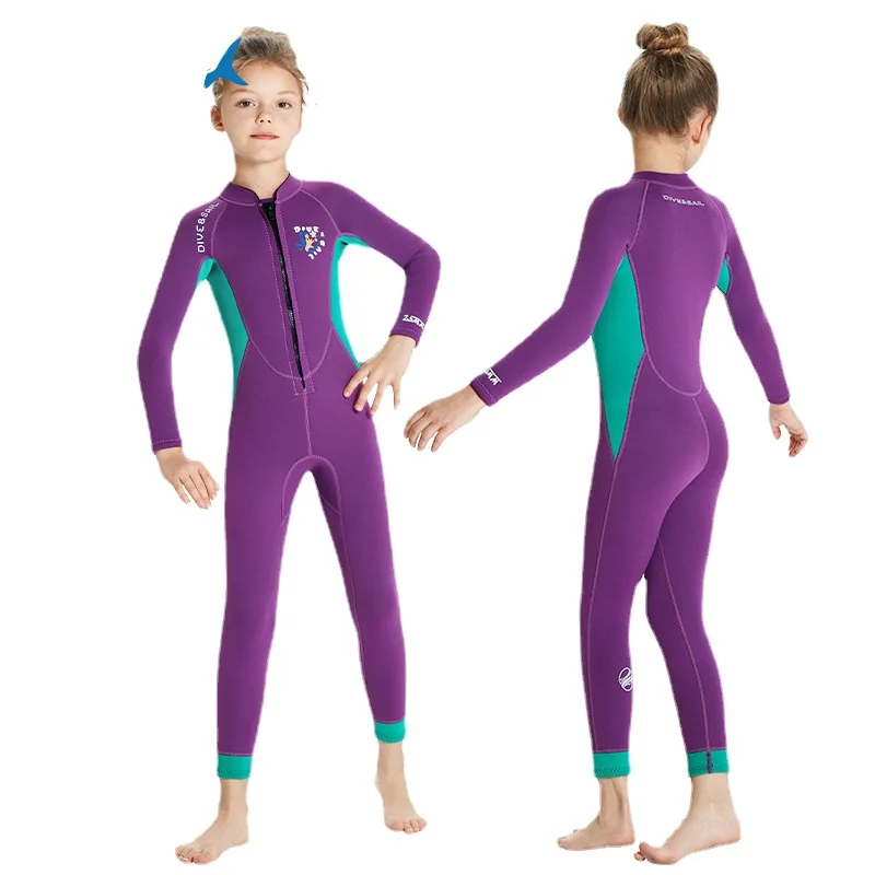 Kids Surfing Wetsuit 2.5mm Neoprene Fullbody Diving Suit for Girl Scuba Thermal Swimwear Thick Swimsuit Children Wet Suits