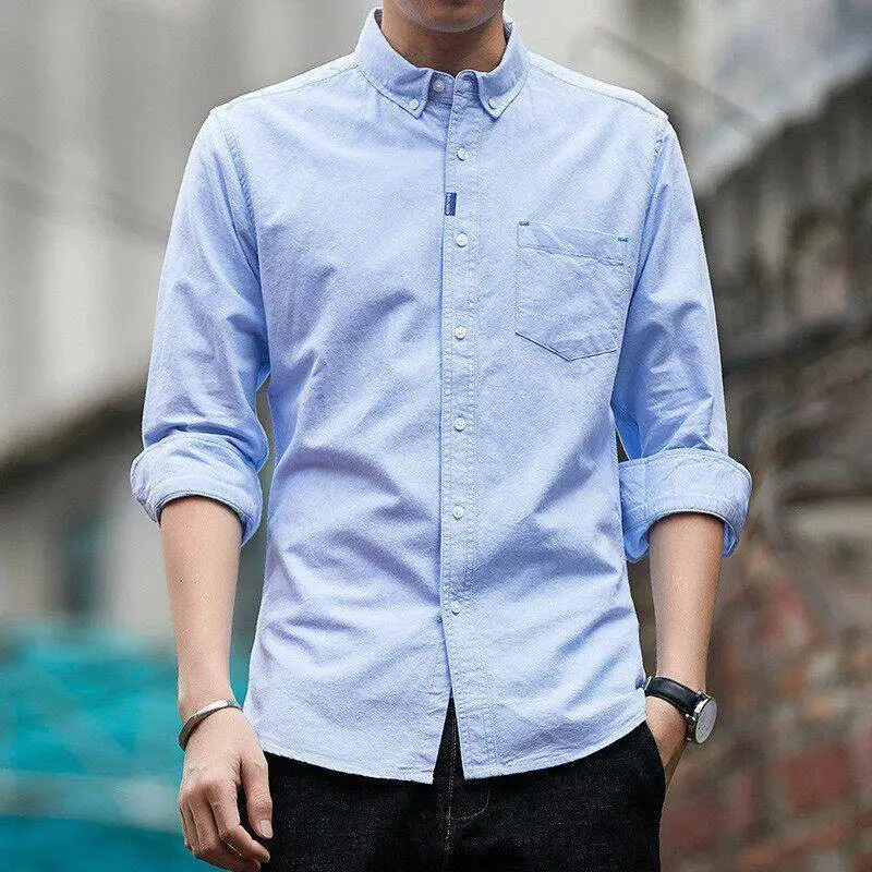 

Loose Casual Oxford Cloth Shirt Autumn Winter Fashionable Long Sleeve Business Formal Shirt Male Fashion Inner Wear Short Sleeve