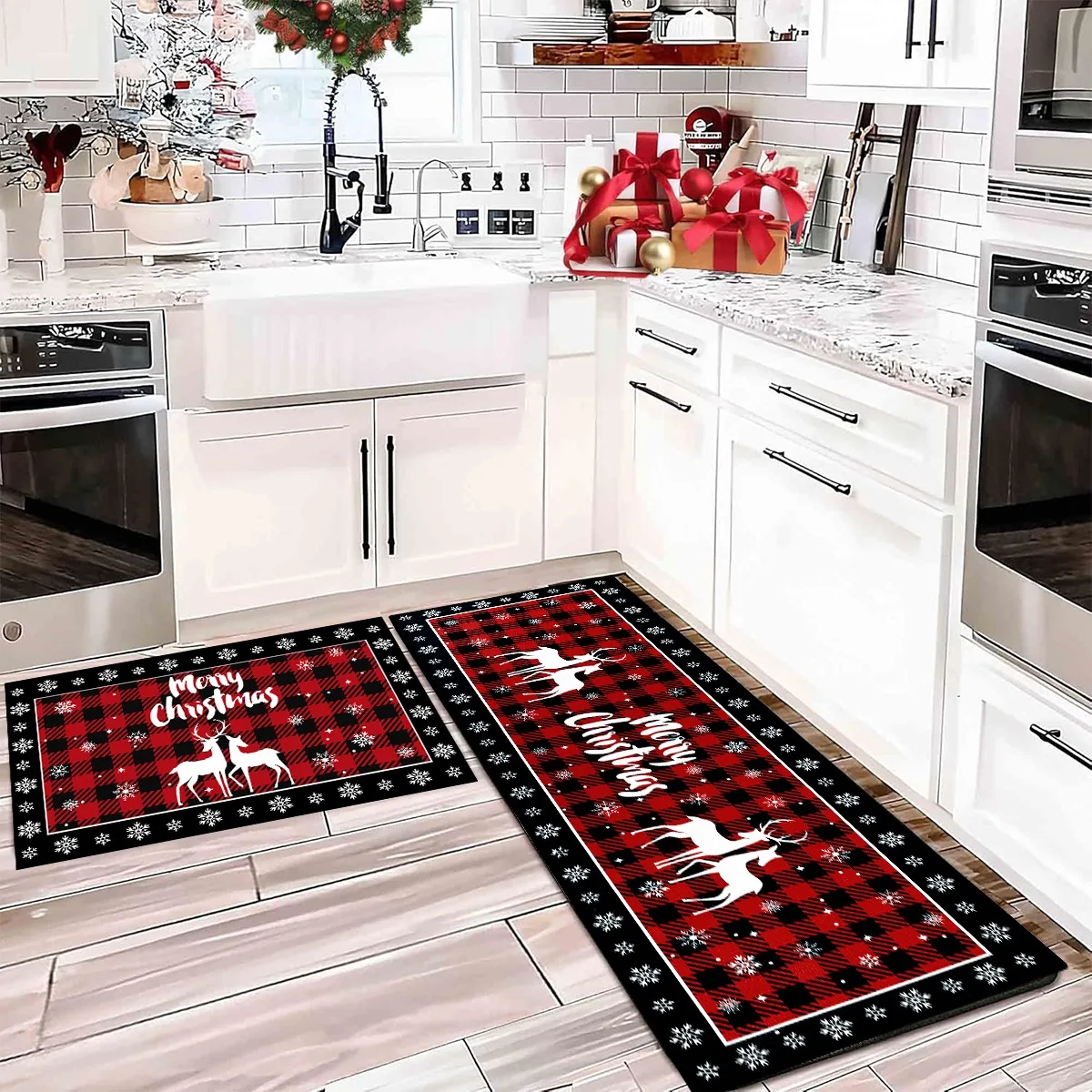 60/80/120 CM Weihnachten Elch Boden Matte Weihnachten Baum Küche Teppich Fußmatte Wohnkultur Navidad Natal Weihnachten dekorationen Für Haus 2025 – Detail 4