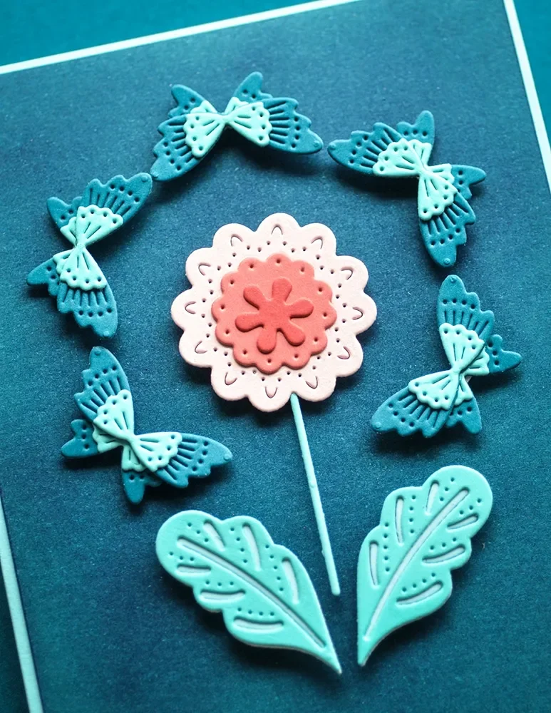 Troqueles de corte de metal con diseños de mariposas, tazas de té y flores de campanilla para decoración DIY, álbumes de recortes, tarjetas de papel y grabado artesanal