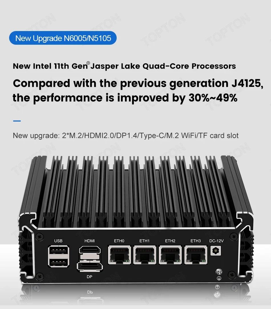 Профессиональный хит продаж Intel Celeron N5105 Бизнес-мини-ПК с 4 Lan 4 USB-слотами для TF Wins10 Компьютерные аксессуары Профессиональный хит продаж Intel Celeron N5105 Бизнес-мини-ПК с 4 Lan 4 USB-слотами для TF Wins10 Компьютерные аксессуары