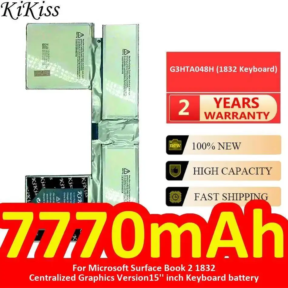 Reliable Power Tablet Battery Reliable Replacement 7770mAh For Microsoft Surface Book 2 13.5 Inch 1832 1834 Keyboard G3HTA048H