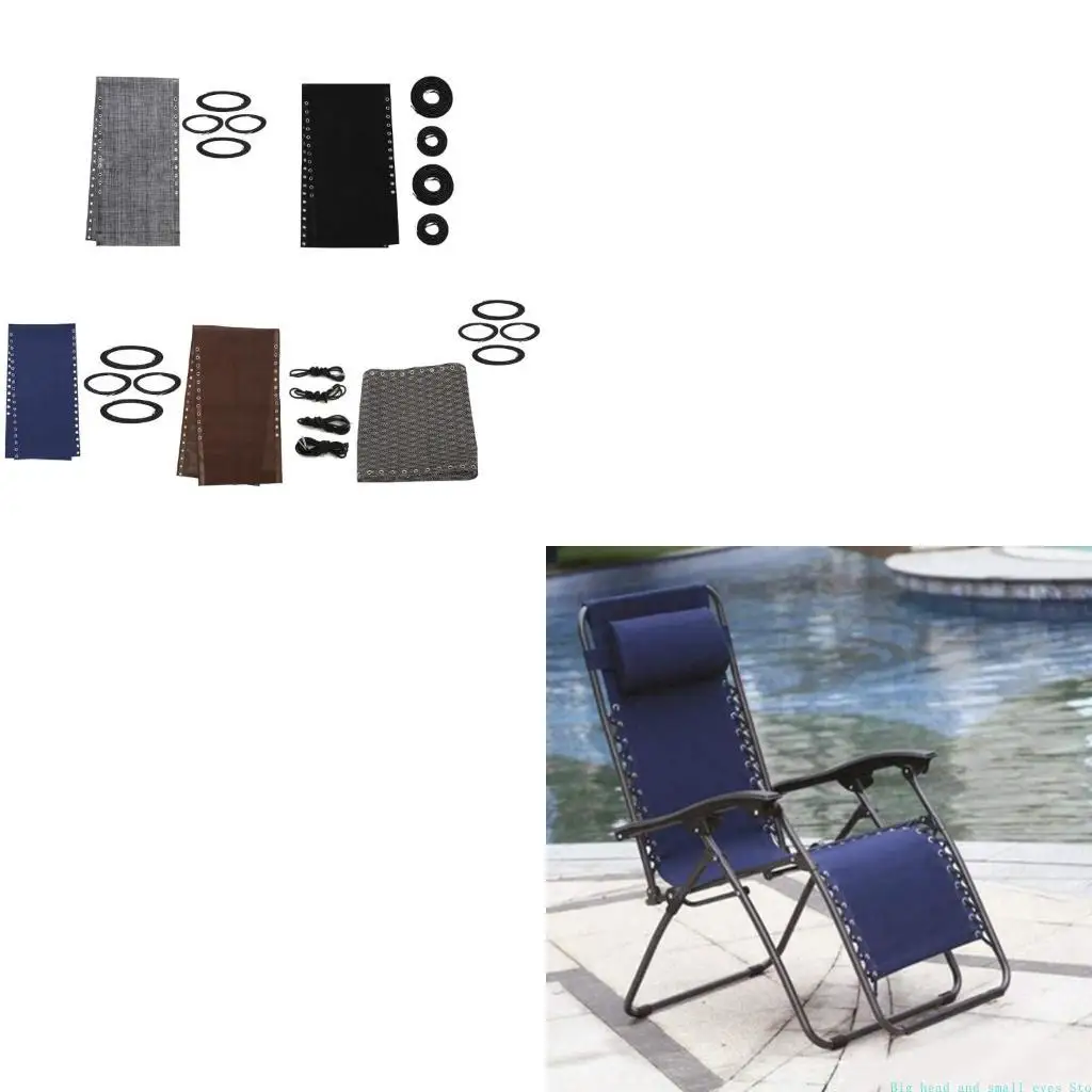 Folding Recliner Chair Replacement Fabric Anti Lounge Chair Cloth with 4pcs Cords for Garden Beach Patio Accessories
