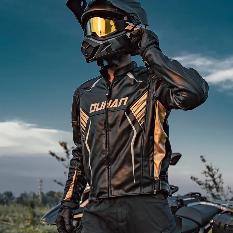 motorcycle riding suit for men and women, leather jacket, windproof, warm and anti-fall motorcycle racing suit for all seasons