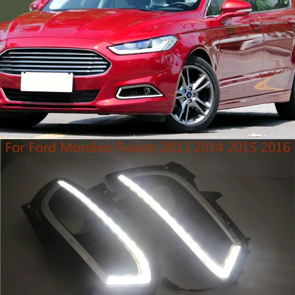 2Pcs For Ford Mondeo Fusion 2013 2014 2015 2016 LED DRL Daytime Running Lights LED Daylight Fog light waterproof