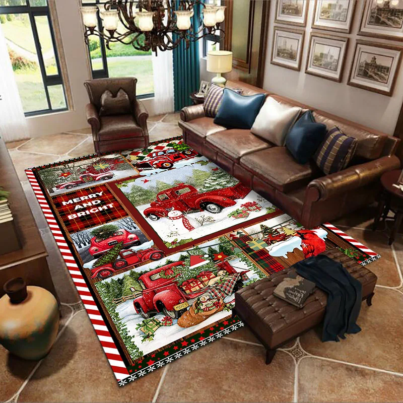 

Christmas Decor Carpets for Living Room Bedroom Area Rugs Christmas Home Festive Holiday Decoration Carpet New Year Non-slip Mat