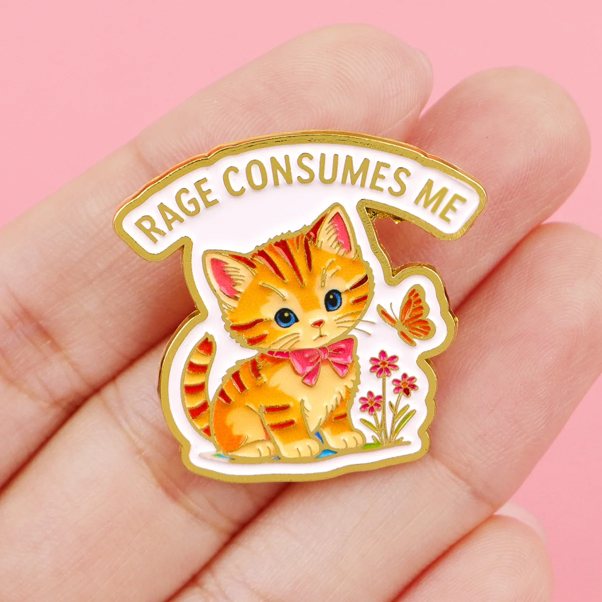 RAGE CONSUMES ME Enamel Pin Cute Cat Brooch Pines Lapel Pins Badge on Backpack Clothing Accessories Animal Jewelry Gifts