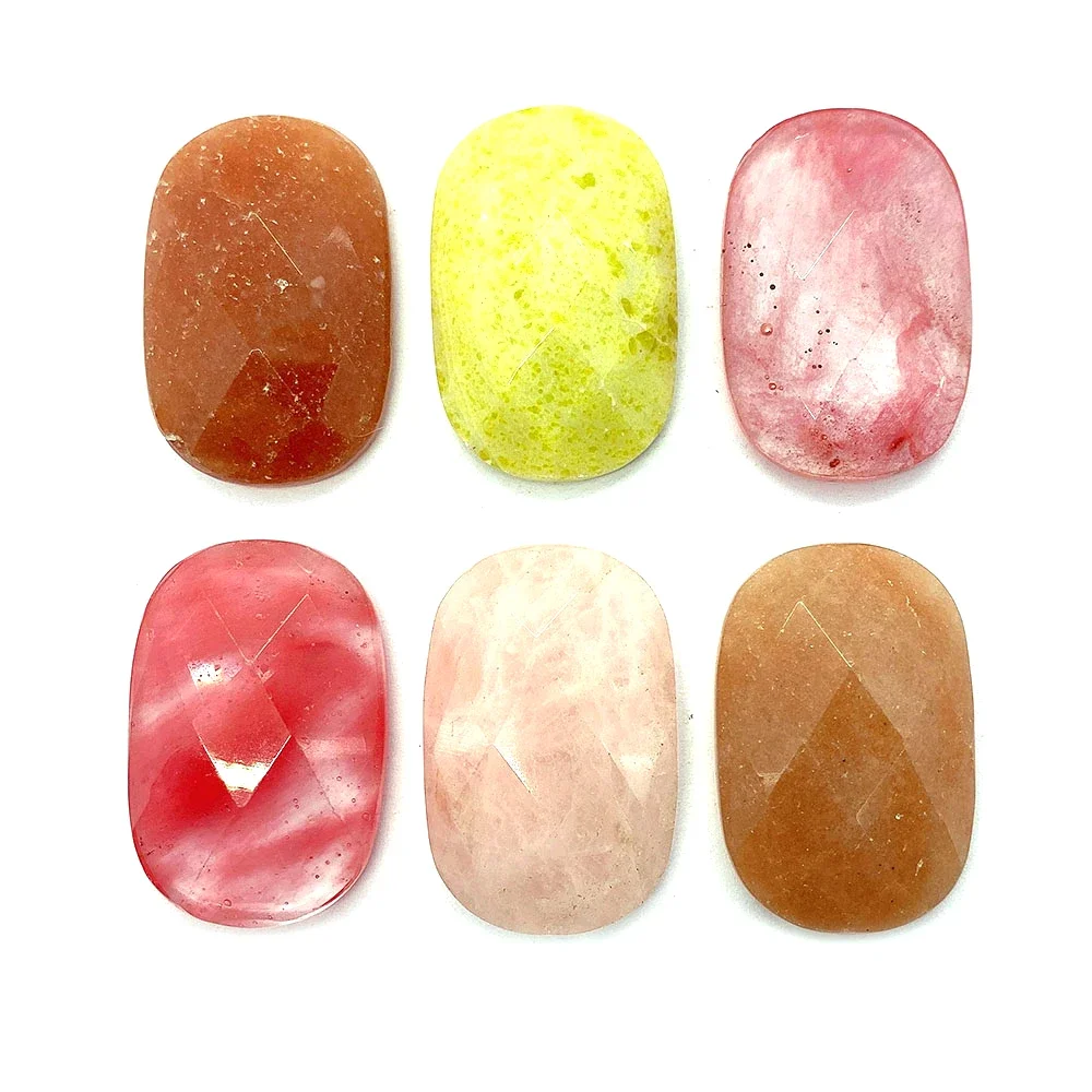 Natural Stone Faceted Rectangle Cabochon Loose Beads Crystal Quartz Agate Ring Cabochon Fashion Jewelry Fit Ring Necklace Making