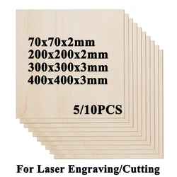 Hojas de madera de 5/10 piezas para prueba de corte, para grabado láser de 200/300/400mm, placas cuadradas de madera contrachapada para Twotrees engver láser