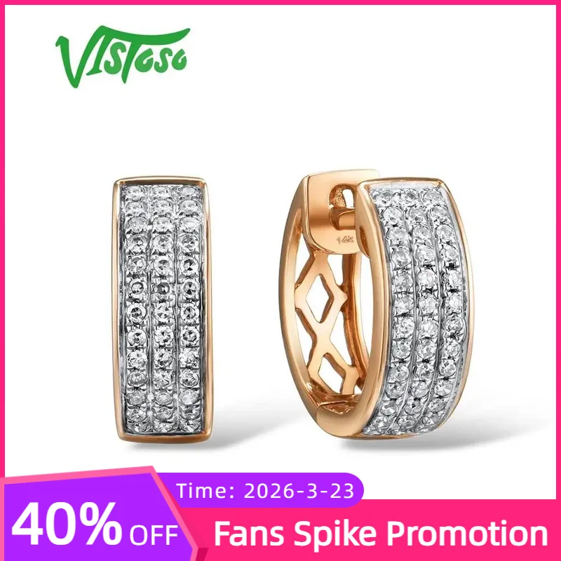 

VISTOSO 14K 585 Rose Gold Earrings For Lady Glamorous Elegant Sparkling Diamond Earrings Luxury Wedding Engagement Fine Jewelry