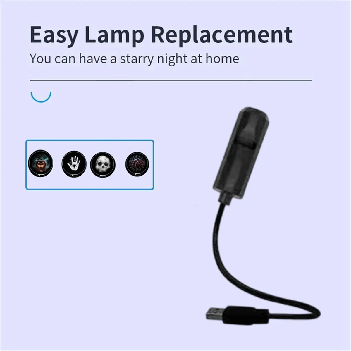 ABQX Halloween USB Projector Light with 6 Changeable Slides Spooky Ghost Skull Pumpkin Room Decor Lamp