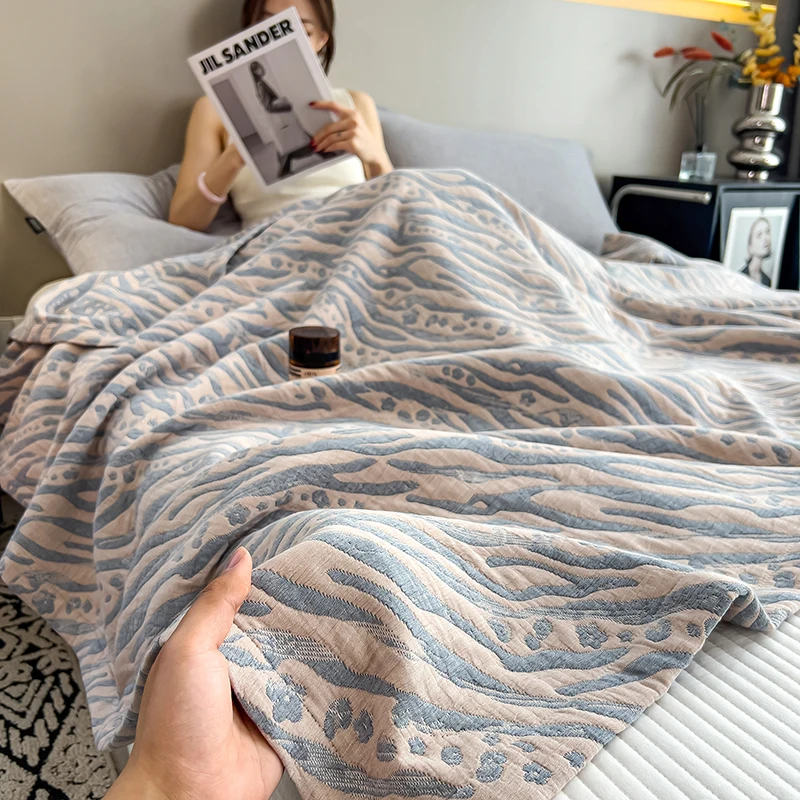 Cotton Muslin Blankets 3-Layer Gauze Throw Blanket for Bed Sofa Couch,Lightweight Soft Blanket Quilt for All Season, 100% Cotton