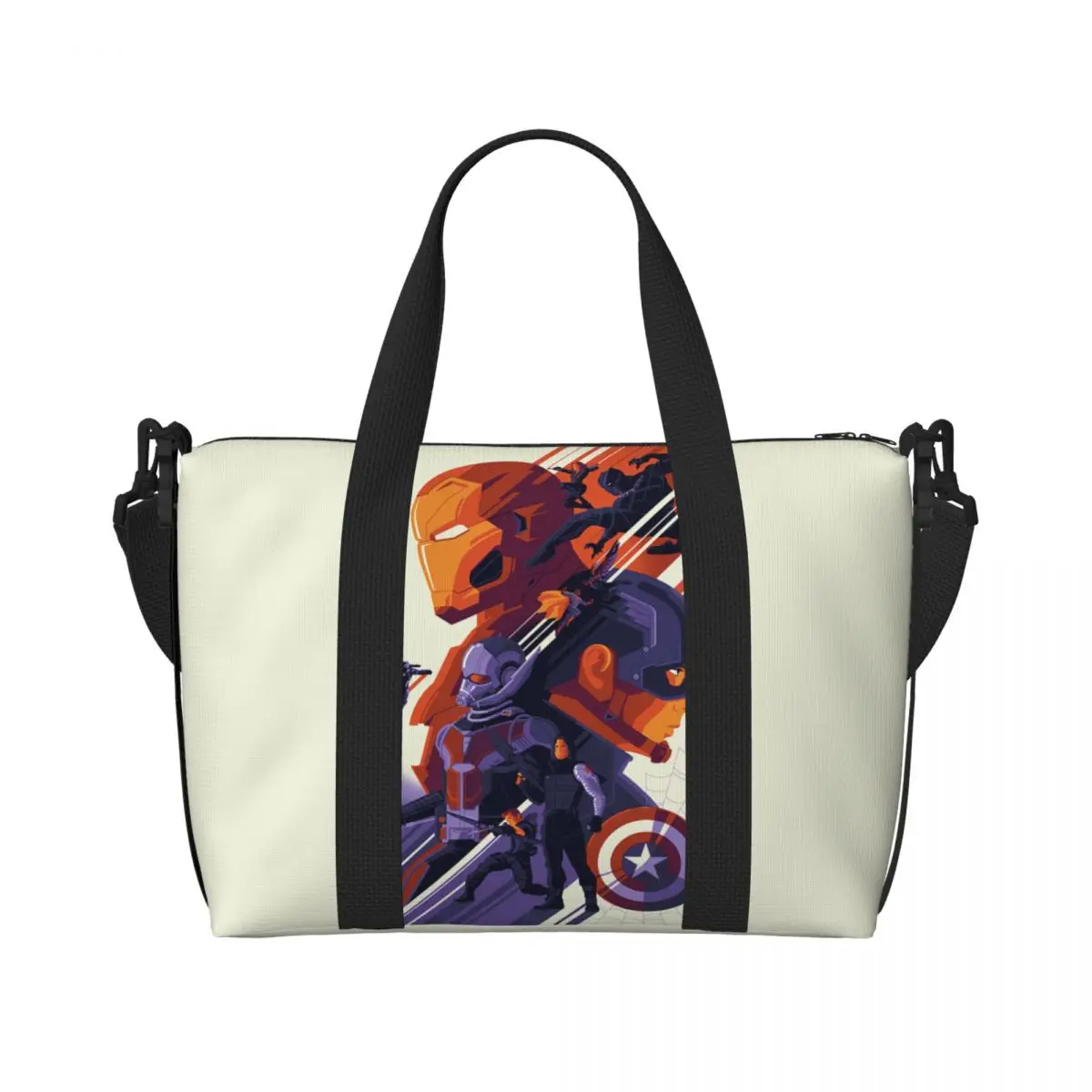 

Custom Captain America Spider Man Tote Bag Women Large Capacity Earth Superhero Beach Gym Shoulder Travel Bag