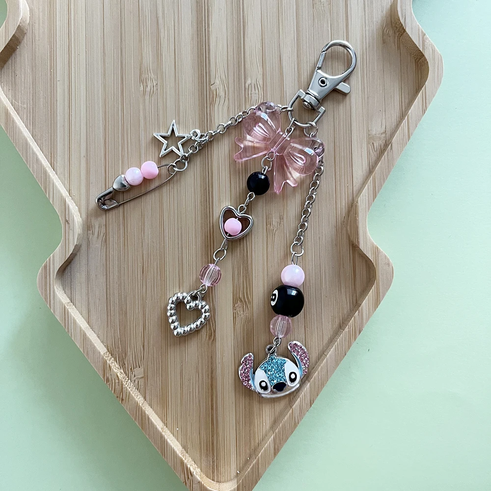 Y2K Stitch sleutelhanger charme boog hart ster hangers Kawaii Goth tas ketting schattig accessoire voor trendy tassen