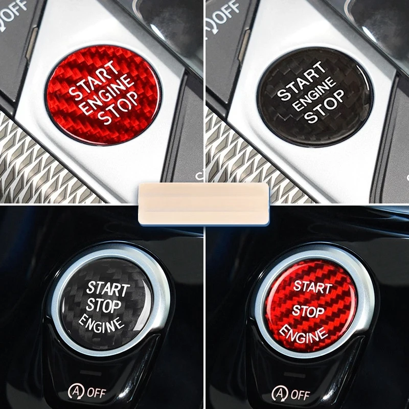 Real Carbon Fiber Engine Start Stop Button Sticker For BMW 1 2 3 4 5 6 7 Series X1 X3 X4 X5 X6 F30 F10 F32 F15 F25 G30 G31 G12