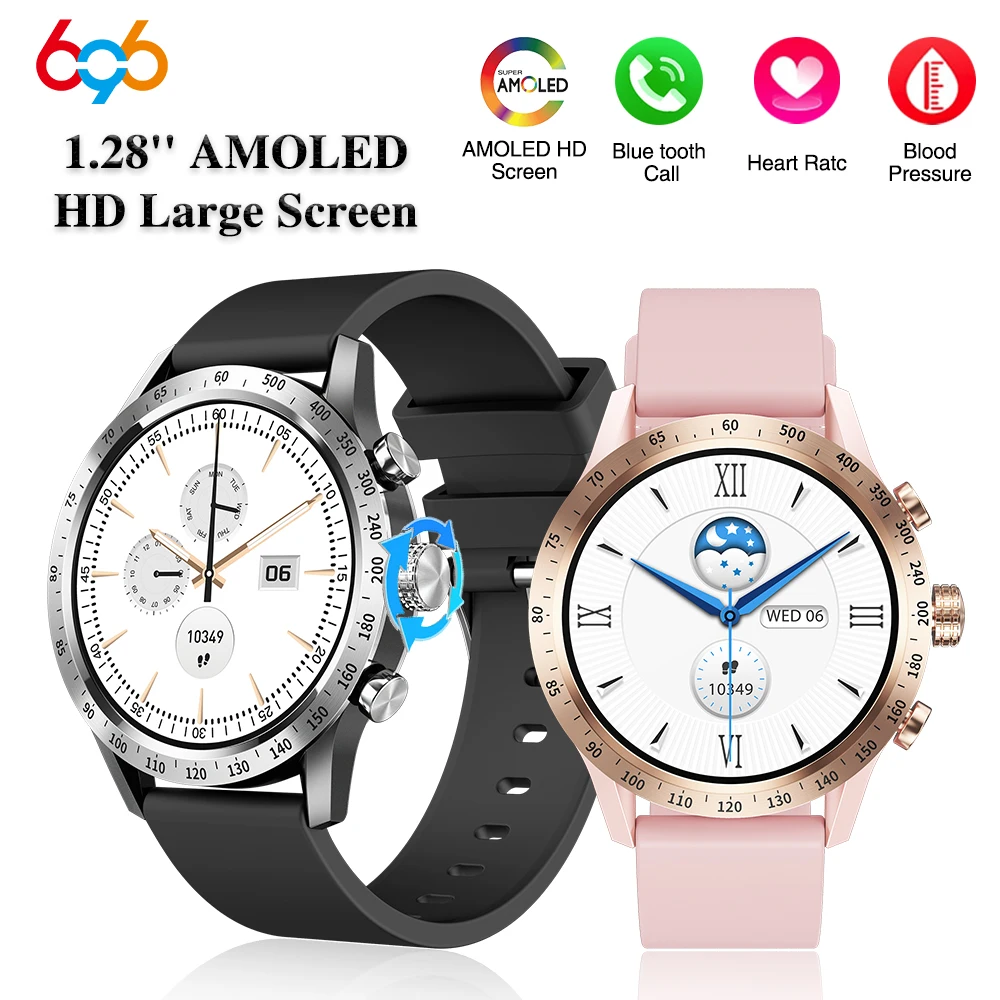 

New 1.28" AMOLED Blue Tooth Call Smart Watch Women Heart Rate Smartwatch Lady Waterproof Sports Fitness Voice Assistant Fashion