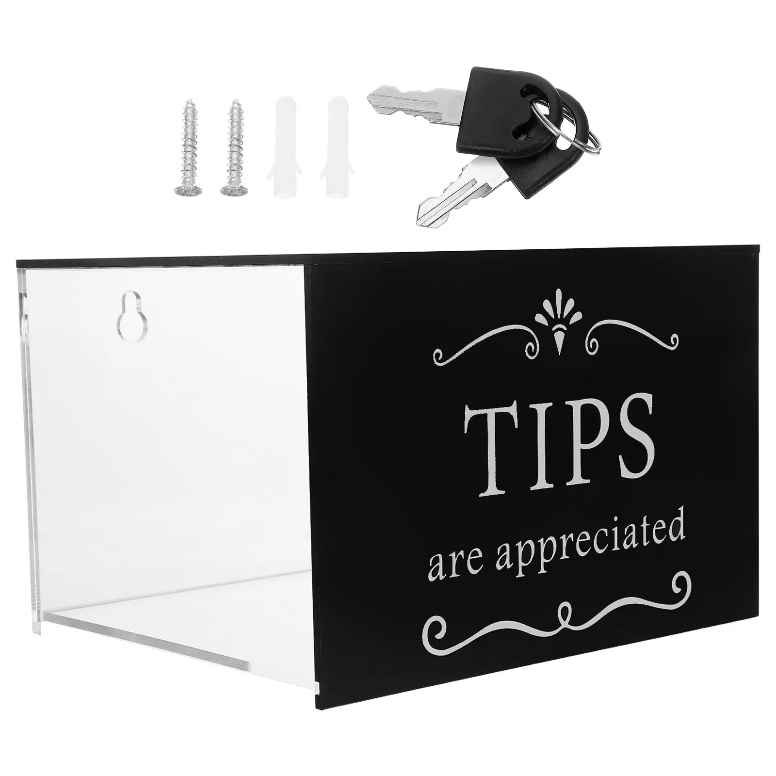 Transparent Acrylic Tip Jar with Lockable Slot Elegant Tip Box for Restaurants Cafes Fundraising Events Donation Box Money