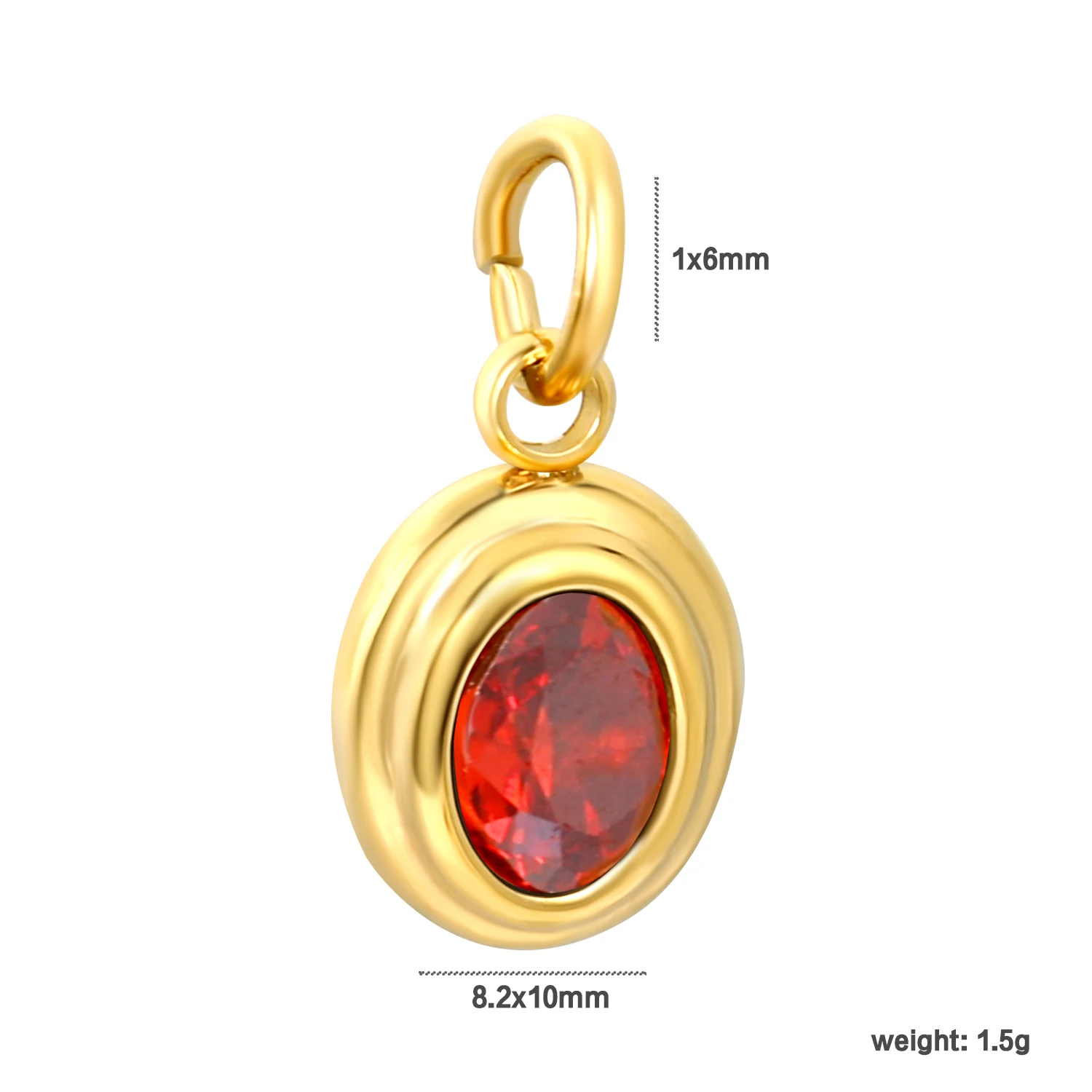 5pcs 18K Gold Plated Stainless Steel Oval Gemstone Charms Pendant for Necklace Earring DIY Jewelry Making Accessories Factory
