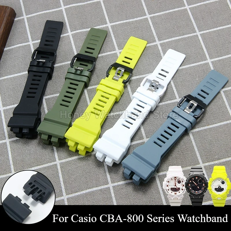 

Для Casio GBA-800 GMD-B800 полимерный ремешок для часов ударопоглощающий легкий цвет специальная пряжка черный, белый цвет специальный интерфейс