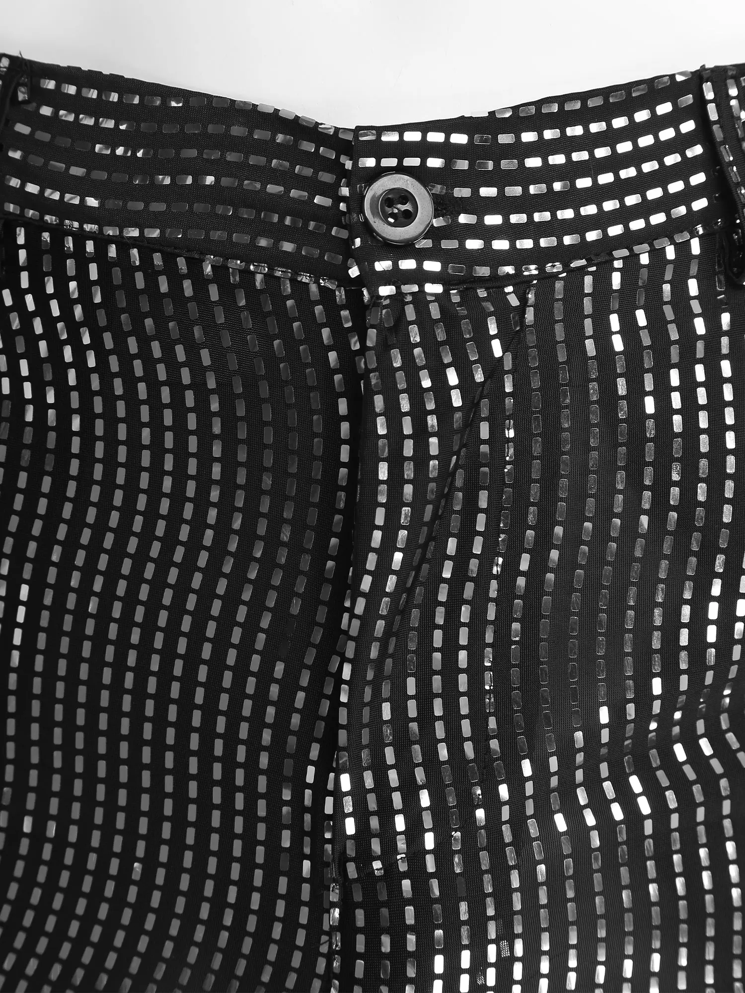 Pantaloni lunghi svasati con paillettes lucide da uomo Retro 70 80 Disco Dance Music Costume da performance sul palco Pantaloni con tasche scintillanti all-over