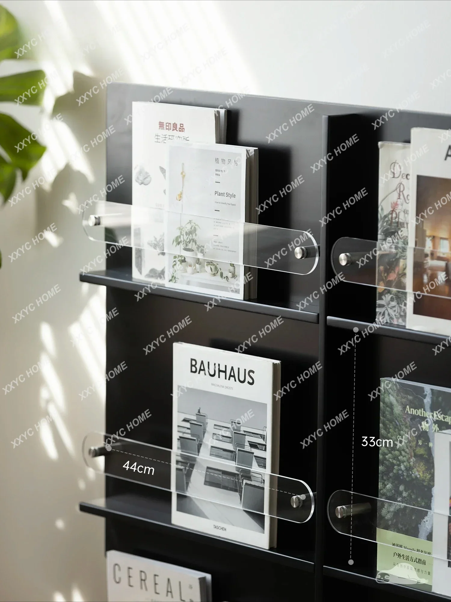 A  Middle ancient movable magazine rack, living room book and newspaper rack, retro magazine storage acrylic display rack