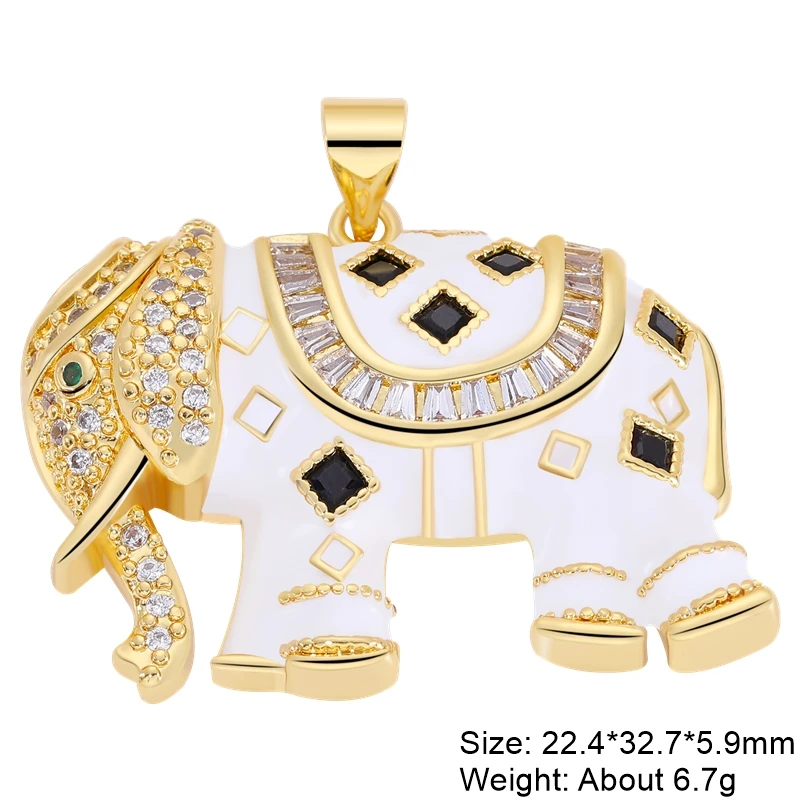 Juya 18K Echte Vergulde Creatieve Kleurrijke Emaille Dier Olifant Charmes Voor Diy Moederdag Talisman Hanger Sieraden Maken