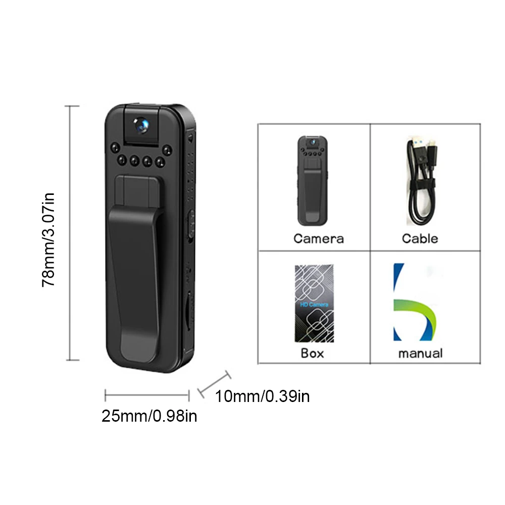 HD 1080P 180° Rotatable Lens Mini Camera Portable Small Digital Video Recorder Police BodyCam Infrared Night Vision Camcorder