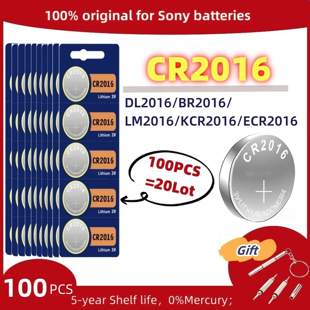 100PCS Original For Sony CR2032 CR2025 CR2016 CR1632high quality Lithium Battery Watch Car Key Remote Control Button Coin Cells