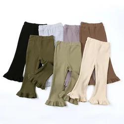 Kinder hosen Mädchen feste Elastizität Leggings Baumwolle Rüschen hose 1-8 Jahre Kinder Boot Cut Hosen Kleinkind Mädchen Flares Hose