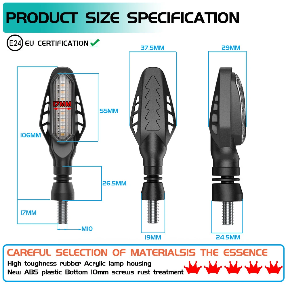 Светодиодные сигнальные огни для мотоцикла, стоп-сигнал, белый, желтый, красный, DRL, плавный задний фонарь, индикатор дневных ходовых огней