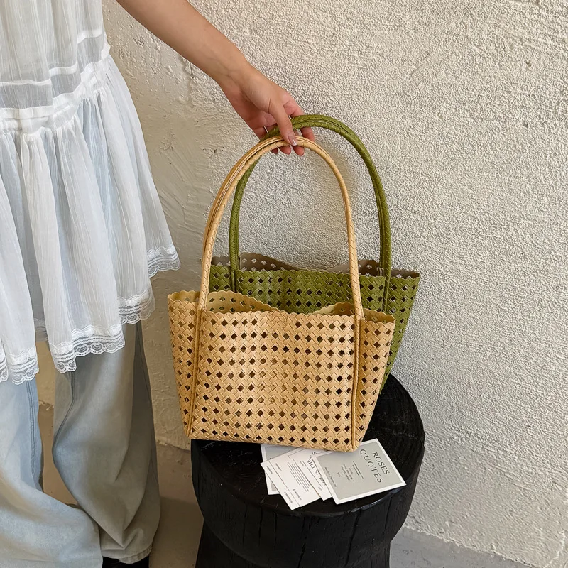 2026 New Women's Handbag Fashion High Quality Hollow Shoulder Bag 2-piece Set Solid Color Large Capacity Women's Shopping Bag