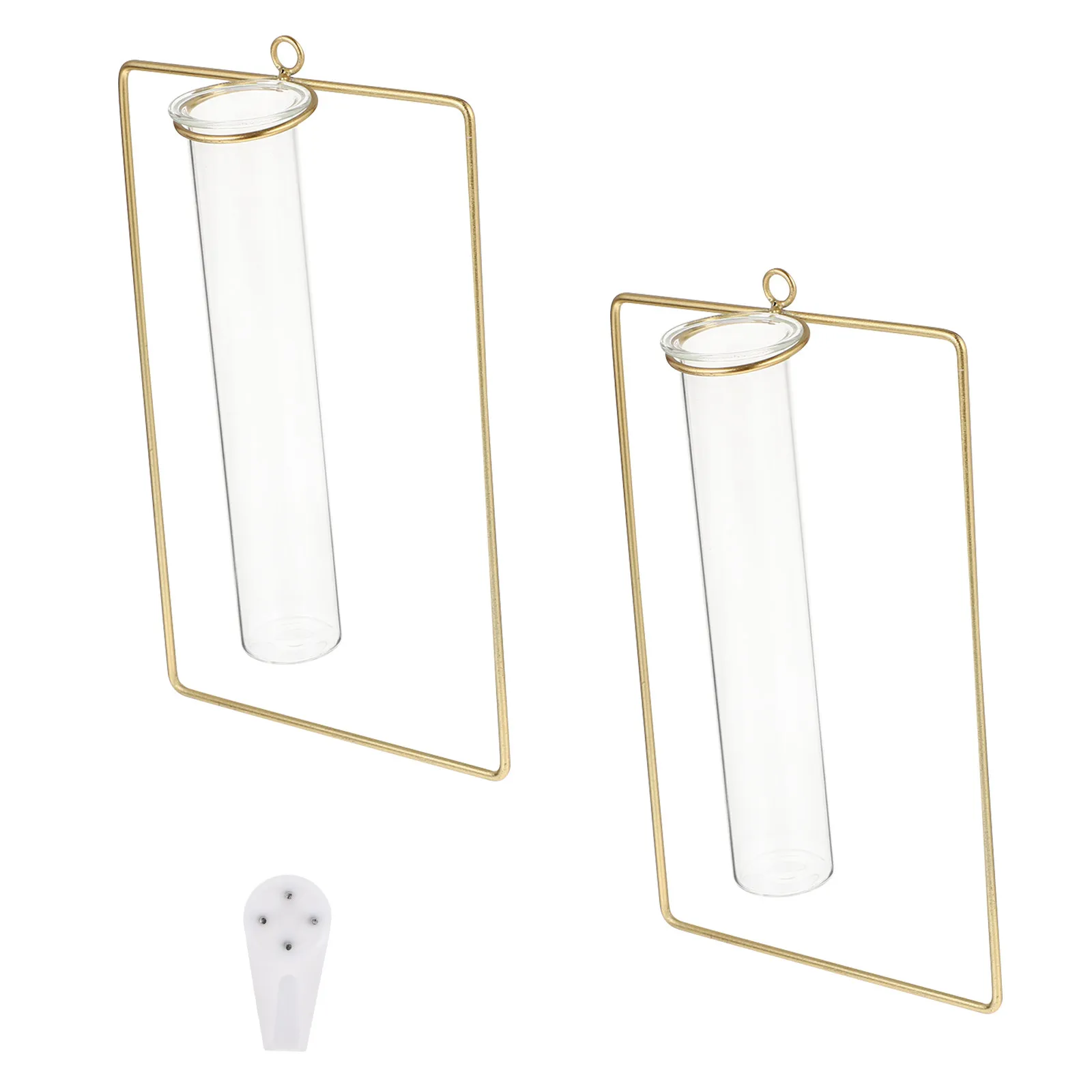 2Pcs Water Cultivation Wall Vase Nordic Style Golden Hanging Flowerpot Punch-Free Wall Decoration for Home Coffee Shop Milk Tea