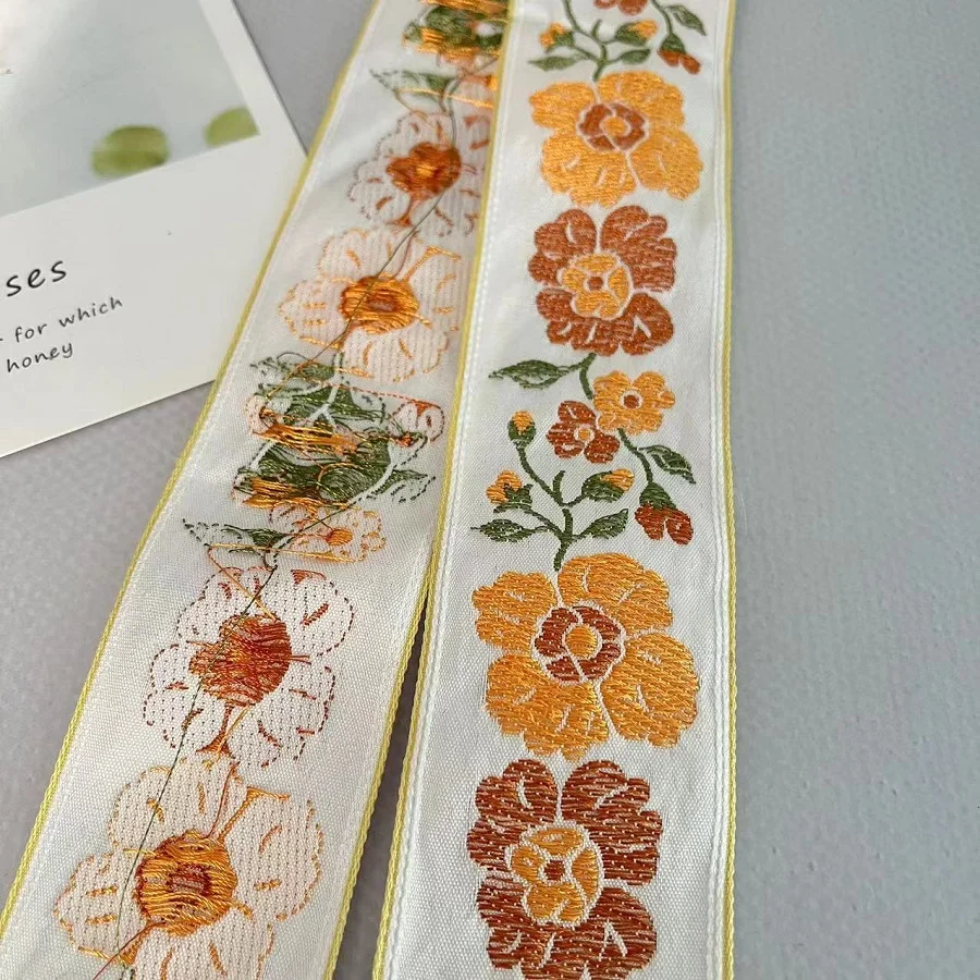 5 Yards /Lots  Width 5 CM Ethnic Style Webbing Woven Jacquard Ribbon flowers For Garment Straps Accessory IS-3314