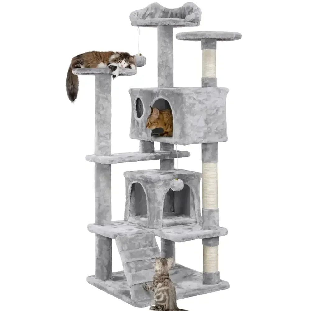 

54.5“ Double Condo Cat Tree with Scratching Post Tower