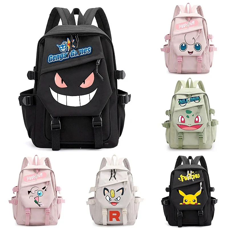 Anime Pokemon Cartoon Waterproof Pikachu Gengar Dacron Backpack For Kids Student Laptop Snorlax Book Pack Hot Schoolbags