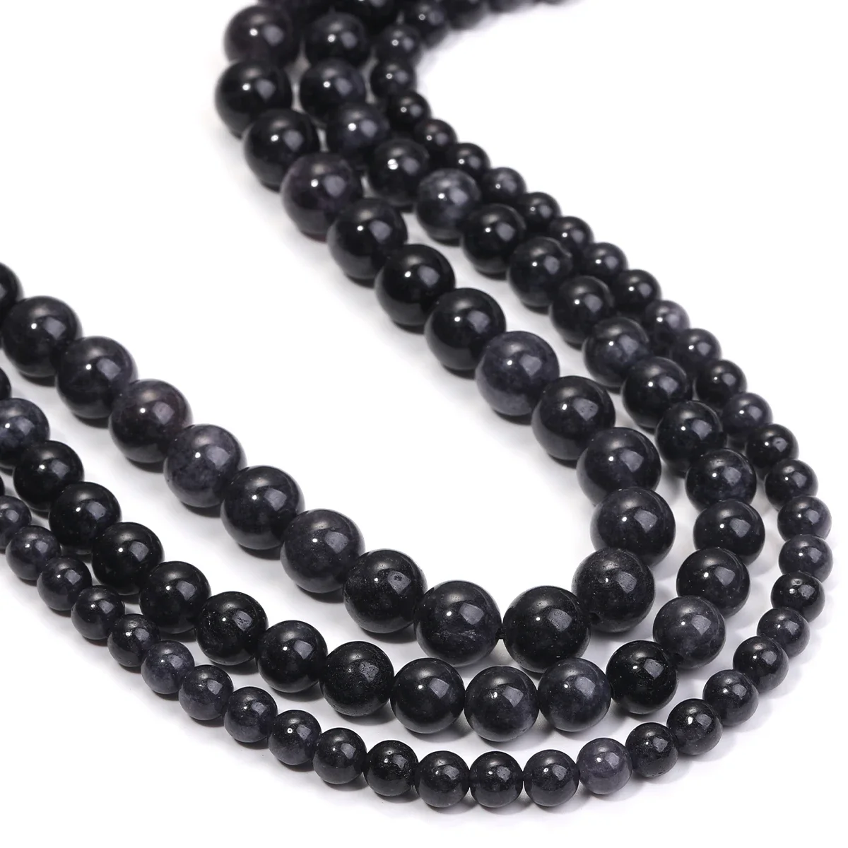 Farbige schwarze Diamant-Steinperlen, runde lose Distanzperlen für Männer und Frauen, Schmuckherstellung, DIY-Armband, Halskette, 15 Zoll, 1 Streifen
