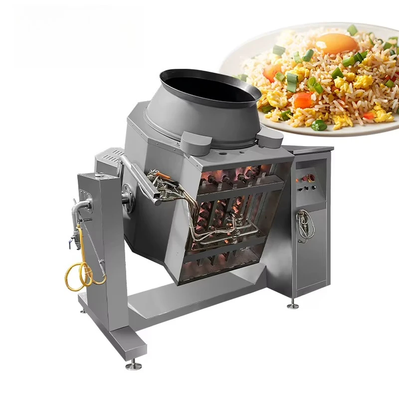 Intelligent Gas Electric Heating Automatic Egg Fried Rice Cooking Drum Type Stir Frying Machine Induction Base Cooker
