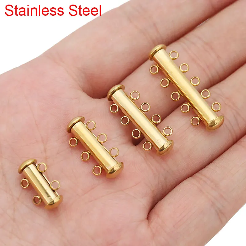 2pcs Never Fade Stainless Steel Slide Tubes Lock Clasps Magnetic Connectors Layering Clasps For Necklace Bracelet Jewelry Making