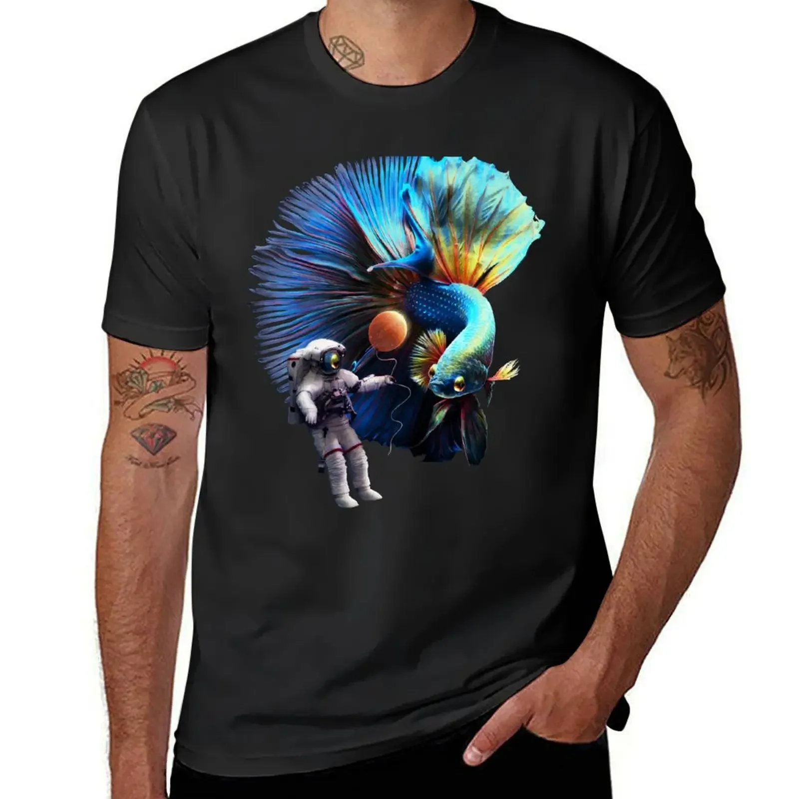 

Betta in Space T-Shirt graphics shirts graphic tee blue archive anime stuff Men's clothing