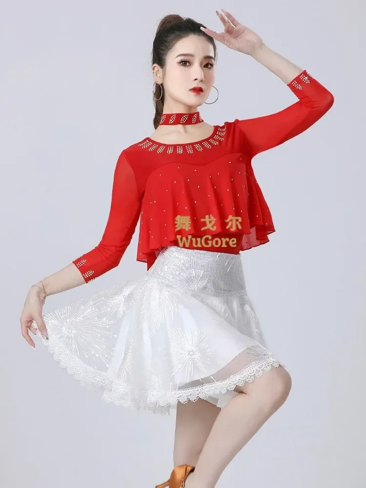 Latin dance short skirt new three-step stomping competition performance costume  Gitaba sailor dance big swing skirt