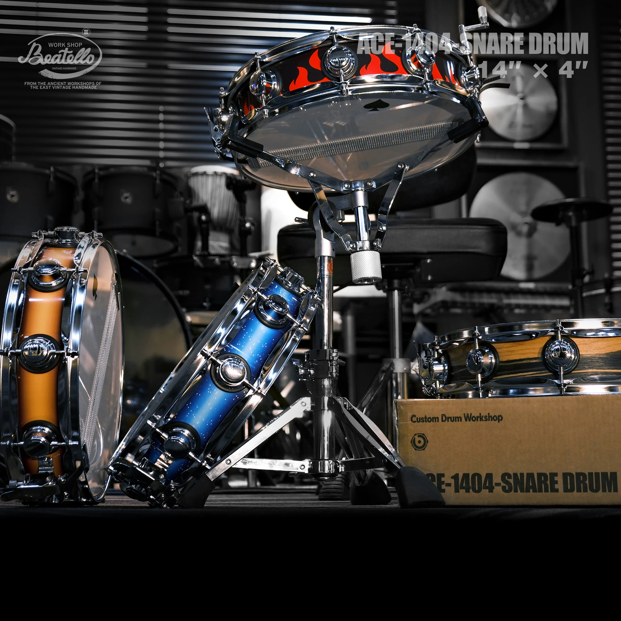 

Beatello Color Available Reggae Series Snare Drum 14 * 4 Inch Basswood Shell Reggae Series Snare Drum Professional With Drum Key