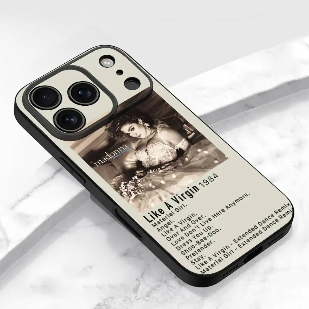 Casing HP M-Madonna Ray of Light Like a Virgin untuk iPhone 17,16,15,14,13,12,11,Pro,Max,Plus,E,Air,Mini Pelindung Hitam