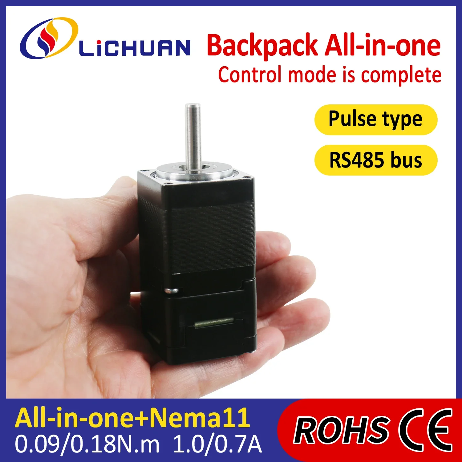2026 Lichuan Pulse/RS485 DC20~30V 0.7/1.0A 1000PPR 0.09/0.18N.m 2Phase Nema11 Open Loop/Closed Loop Integrated Stepper Motors Dr